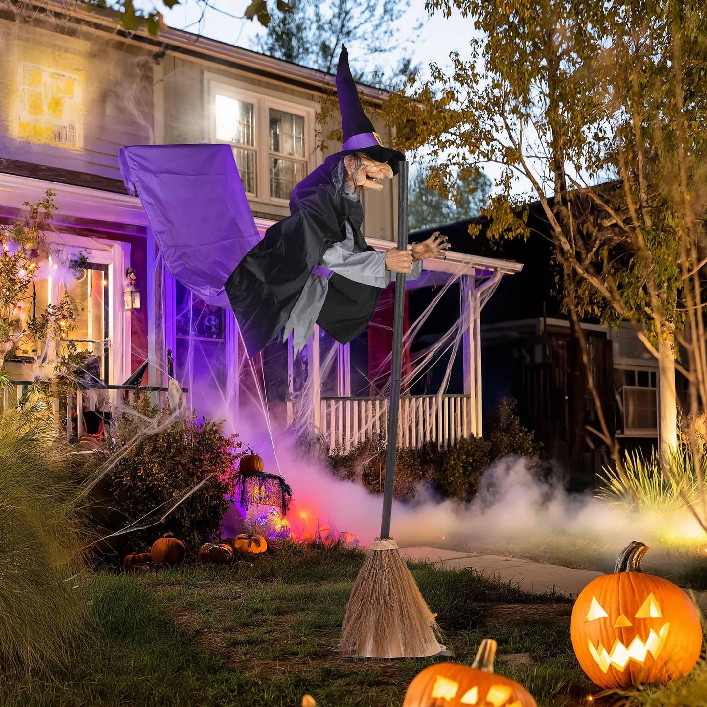 AW 9Ft Animatronics Flying Witch Hovering Broom Animated AC 100V-240V Halloween Outdoor Decoration Motion Activated 2026
