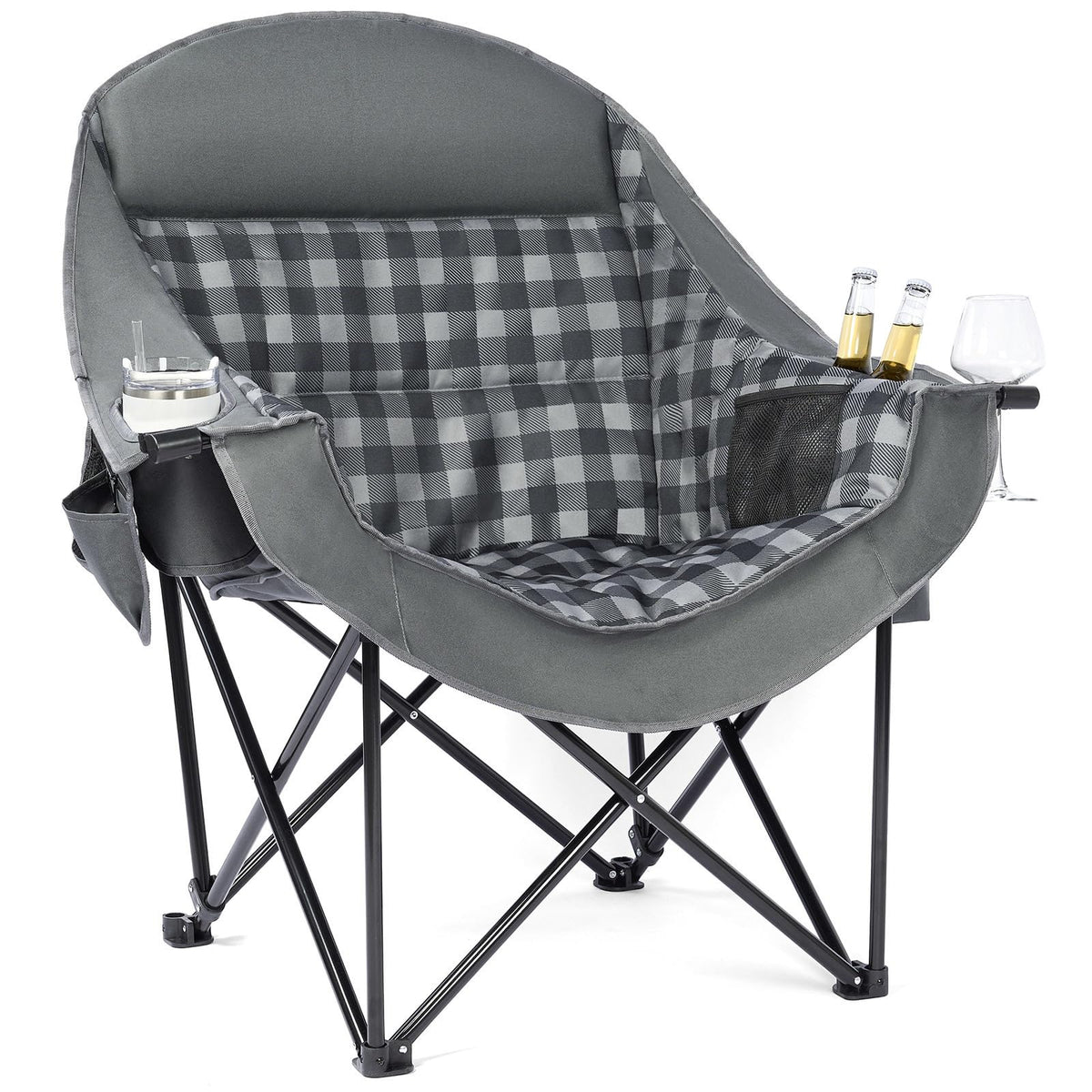 Oversized Camping Chairs for Adults - Heavy Duty Padded Outdoor Camp Chair