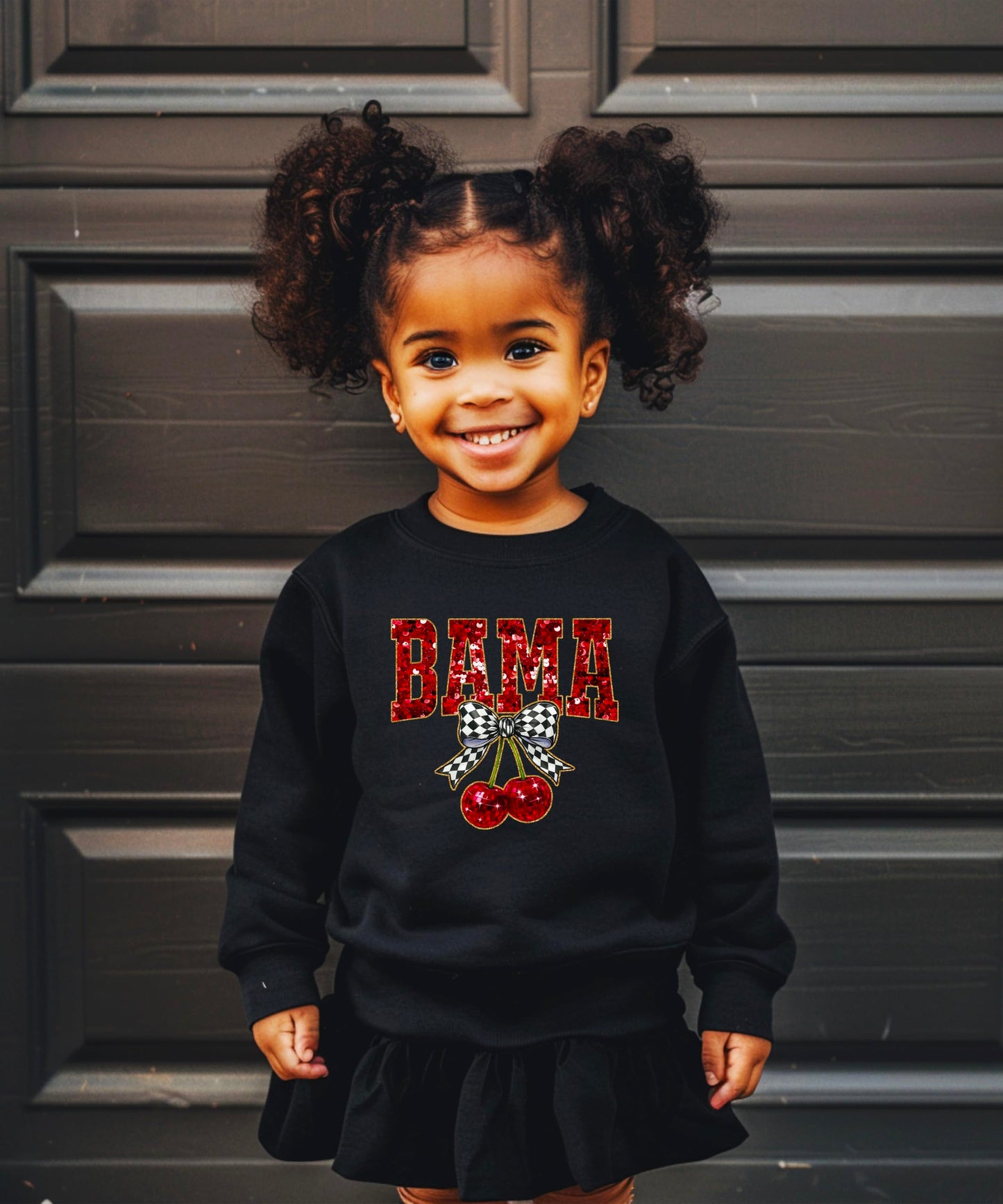 Olive Loves Apple Bama Red Ink-Printed Sequins Sweatshirt for Women & Teens Alabama Fall Sports Sweater