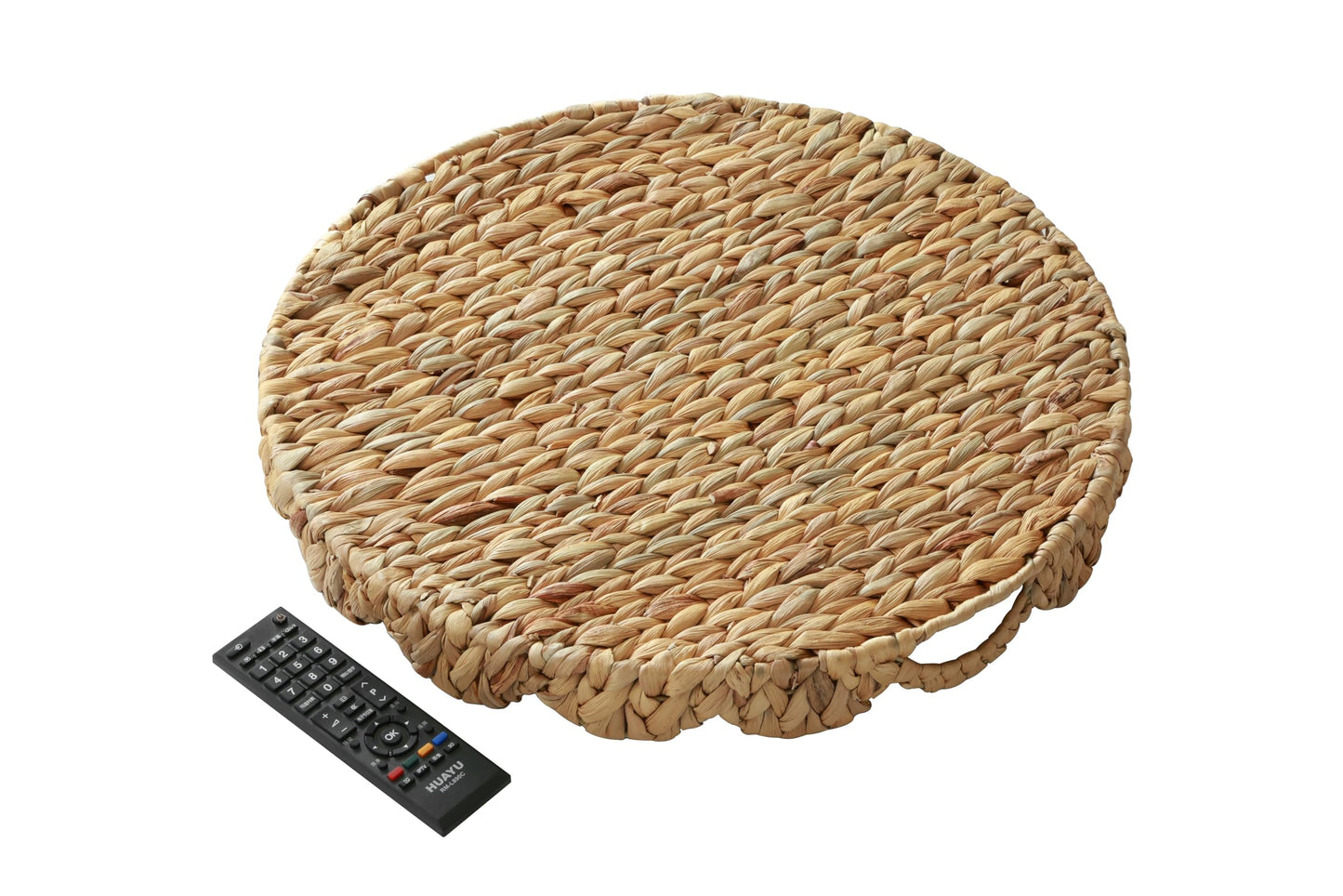 Gurfuy Extra Large Round Ottoman Table Tray with Handles - 19.7" Handmade Wicker Serving Hand Woven Tray for Farmhouse Decorative Oversized Coffee Table Trays Living Room Kitchen Counter Breakfast