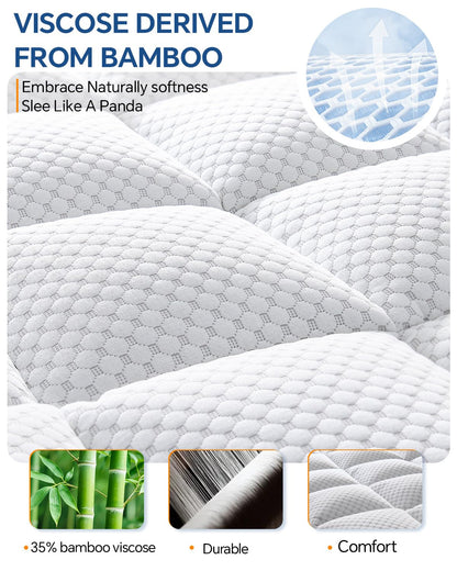 BEDELITE Dorm Room Essentials, Dual Layer 4 Inch Twin XL Memory Foam Mattress Topper for College Students Back to School, 2 Inch Pillow Top Mattress Pad and 2 Inch Cooling Gel Foam for Pressure Relief