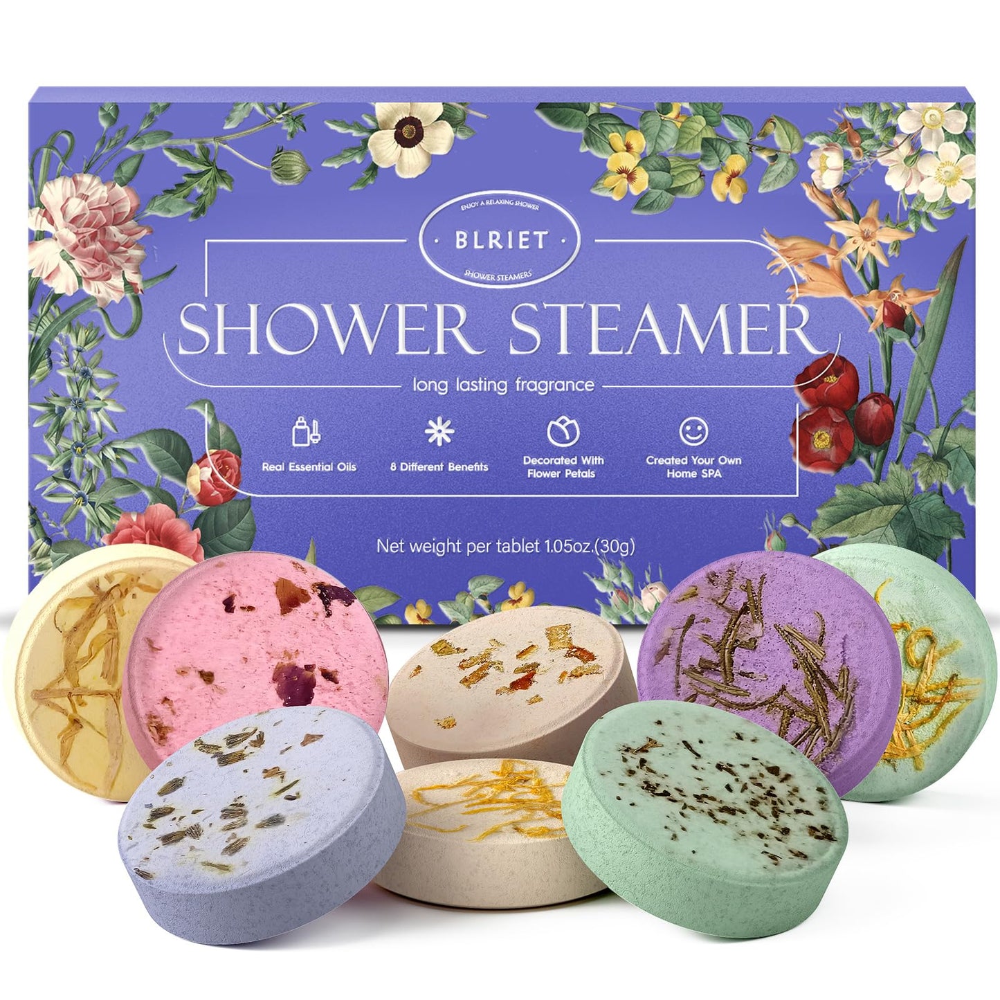 Blriet Shower Steamers Aromatherapy Relief Gifts for Women Teen Girls 8 ct