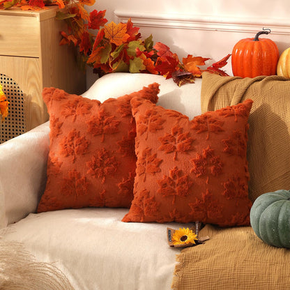 TOYPOPOR Halloween Decorations, 2 Packs Double Sided Ghost Pillow Covers, Soft Fur Throw Pillow Cases Indoor outdoor Pumpkin Couch Cushion Case for Fall Autumn Bedroom Living Room Home Decor 18''x18''