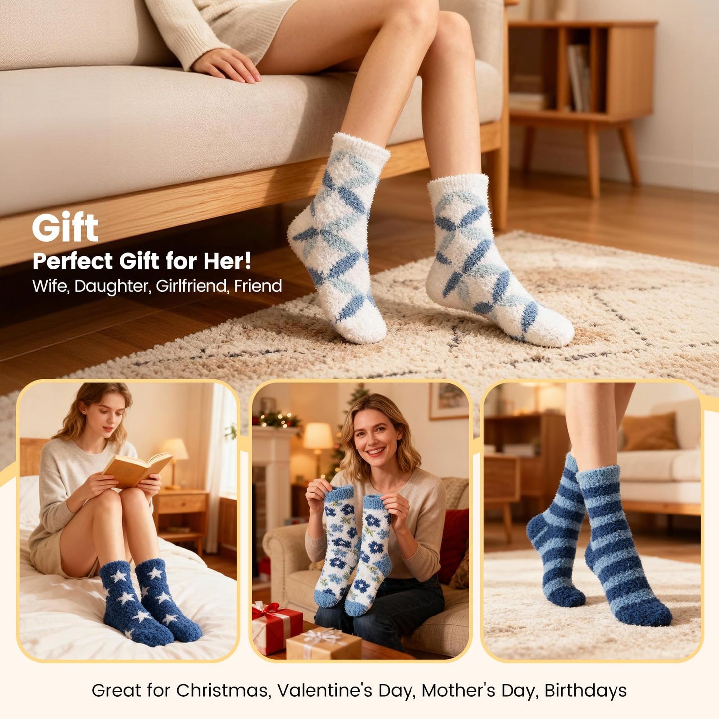 Womens Fluffy Fuzzy Socks,Winter Cozy Soft Warm Socks Gifts for Womens