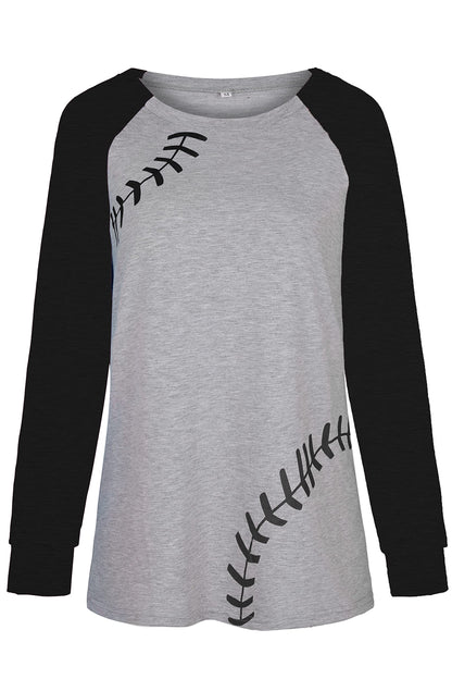 Womens Long Sleeve Baseball Mom American Flag Star Sweatshirt