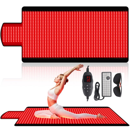 Red Light Therapy Mat for Full Body, 76.8'' X 33.4'' Red Light Therapy Blanket, 1370 (660nm & 850nm) LEDs for Home Use, 3 Modes & Adjustable Timer, Premium Leather