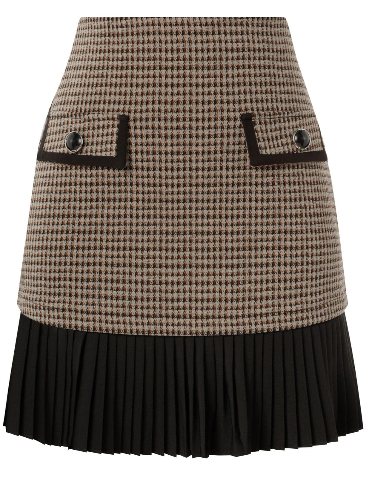 Kate Kasin Women's Plaid Mini Skirt, High Waist Pleated A-Line Skirts