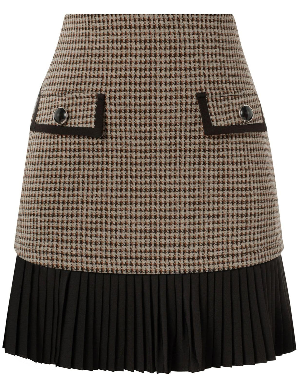 Kate Kasin Women's Plaid Mini Skirt, High Waist Pleated A-Line Skirts