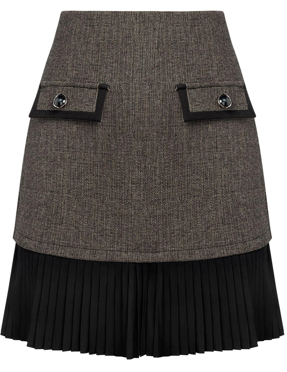 Kate Kasin Women's Plaid Mini Skirt, High Waist Pleated A-Line Skirts