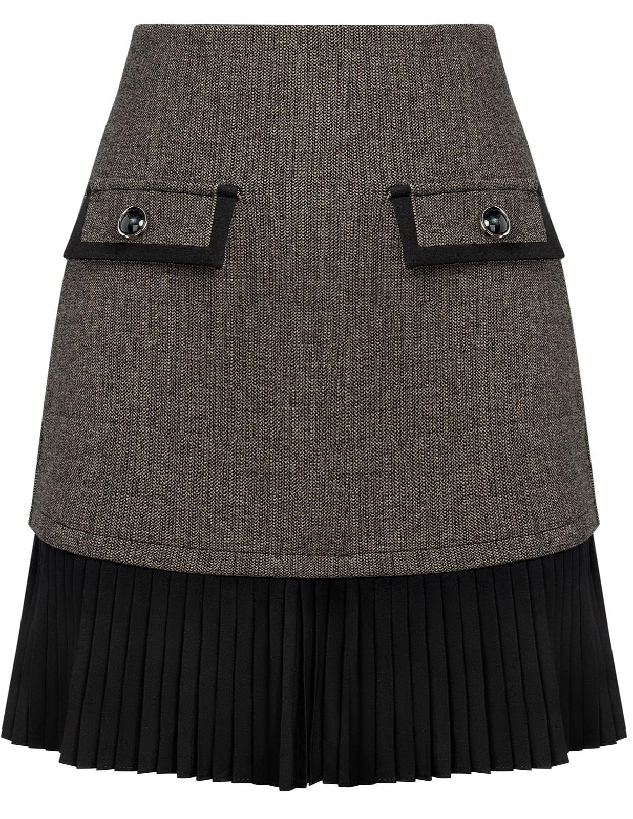 Kate Kasin Women's Plaid Mini Skirt, High Waist Pleated A-Line Skirts