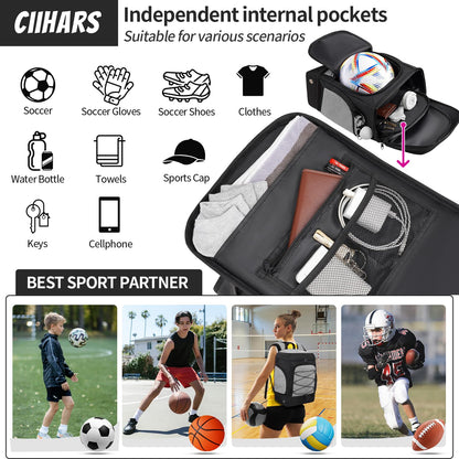 Soccer Backpack,Soccer Bag with Ball Holder and Shoe Compartment
