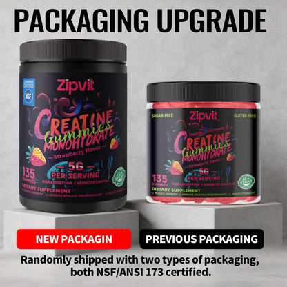 Creatine Monohydrate Gummies, NSF Certified Creatine Gummy, 5g Dose for Men & Women to Support Muscle, Strength, Recovery, Cognitive Health & Memory, Pineapple Flavor, 135 Gummies