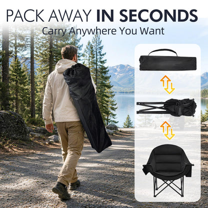 Oversized Camping Chairs for Adults - Heavy Duty Padded Outdoor Camp Chair