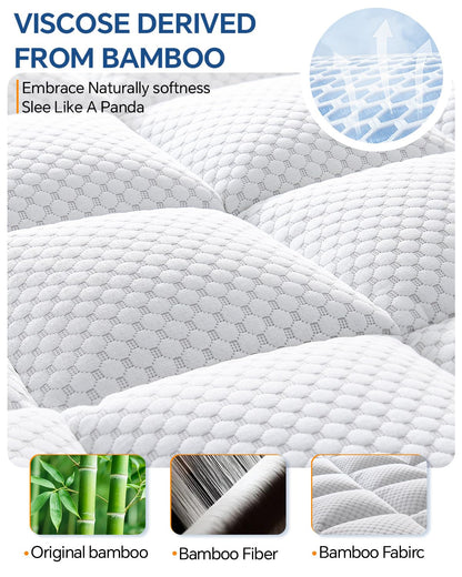 BEDELITE Dorm Room Essentials, Dual Layer 4 Inch Twin XL Memory Foam Mattress Topper for College Students Back to School, 2 Inch Pillow Top Mattress Pad and 2 Inch Cooling Gel Foam for Pressure Relief