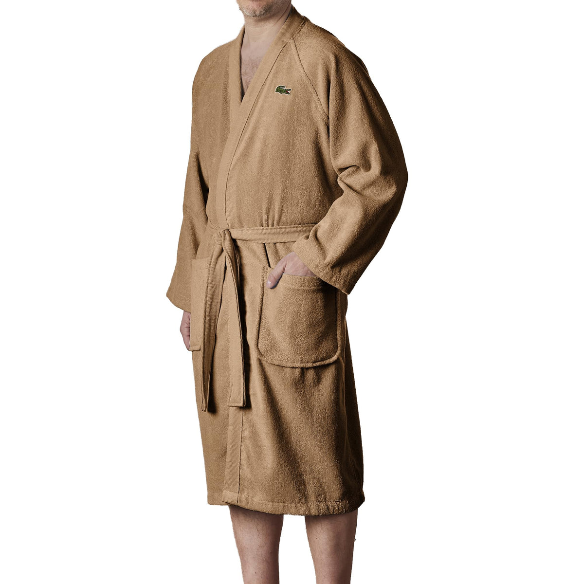 Lacoste Classic Pique Bath Robe, 100% Soft Cotton Terry, Unisex Adult Bathrobe, Absorbent & Quick Drying, One Size Fits Most
