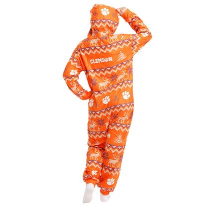 FOCO Unisex NCAA College Team Ugly Pattern Matching Holiday Pajamas One Piece Onesie