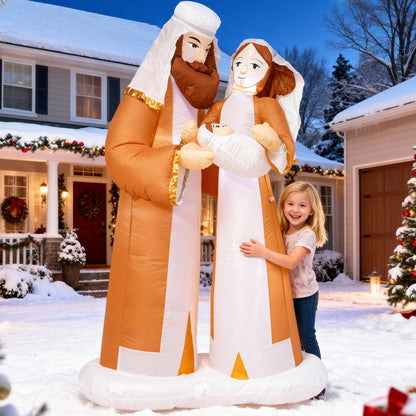 TRMESIA 8 Feet Jesus Birth Decoration Indoor Outdoor Inflatable Nativity Scene with LED Lights, Christmas Garden Lawn Decoration, Blow up Xmas Decor, Holiday Celebrations and Parties