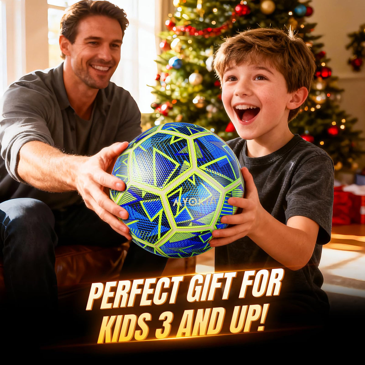 Rechargeable Light Up Soccer Ball Size 5 Tri-Color Glow in Dark