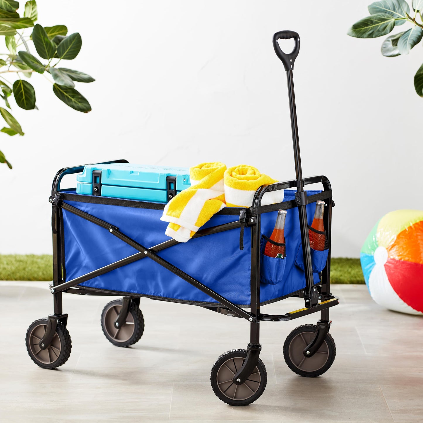 Amazon Basics Collapsible Heavy Duty Utility Wagon for Outdoor Sports, Camping, Garden, and Shopping, 265 Pounds Capacity, 27.6 x 40.9 x 20 inches, Black