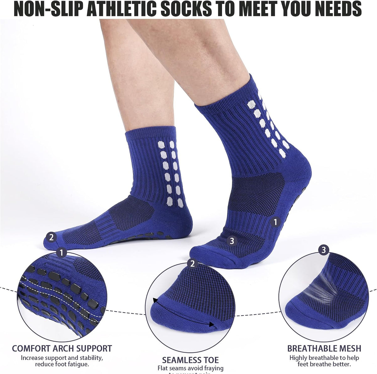 Barrlves 2 Set Grip Soccer Socks and Shin Guard Sleeves Non Slip Soccer Sleeve Socks for Men Women