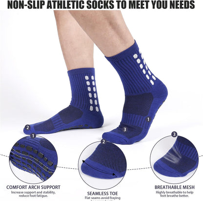 Barrlves 2 Set Grip Soccer Socks and Shin Guard Sleeves Non Slip Soccer Sleeve Socks for Men Women