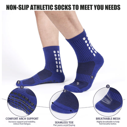 Barrlves 2 Set Grip Soccer Socks and Shin Guard Sleeves Non Slip Soccer Sleeve Socks for Men Women