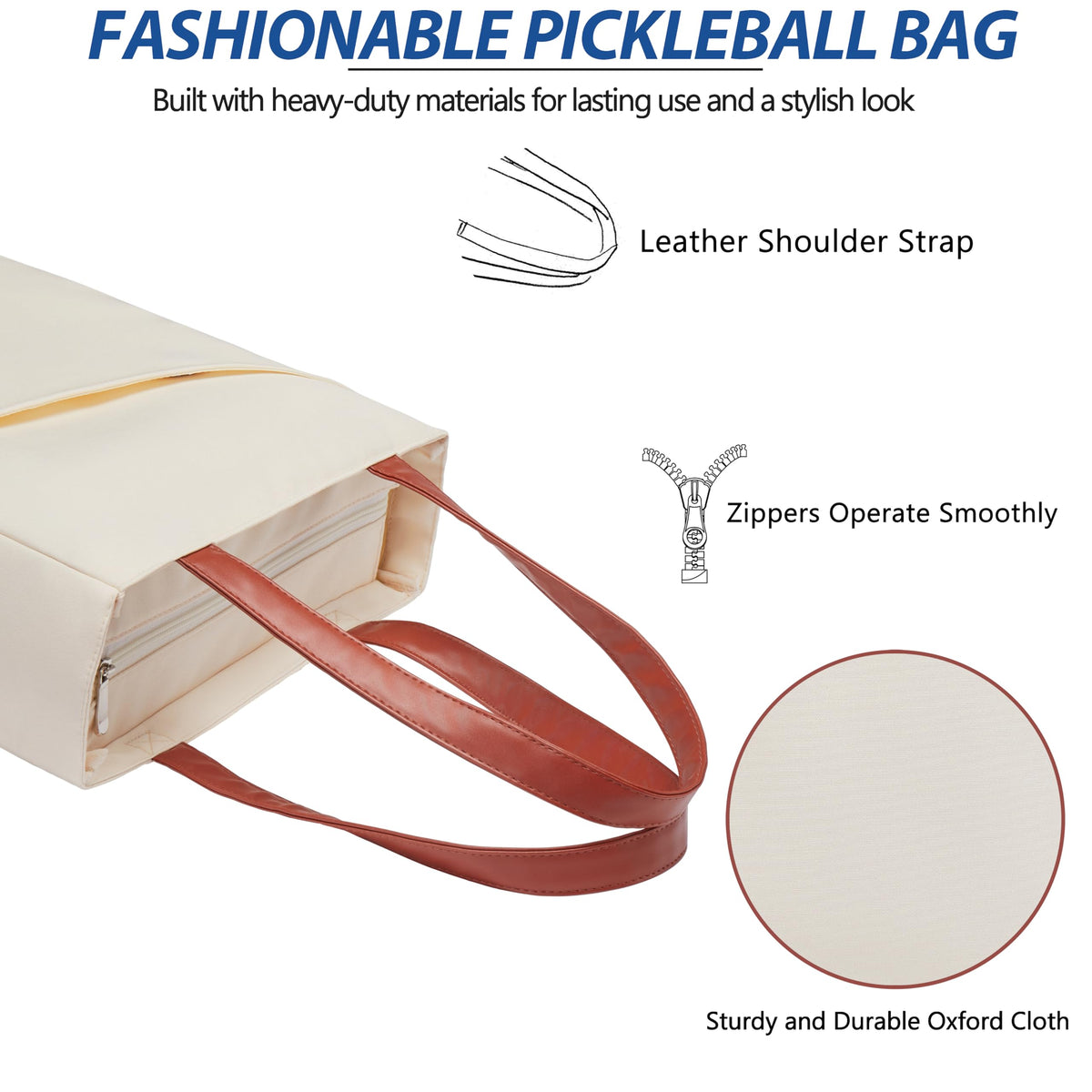 Pickleball Bag for Women Stylish Nylon Tote Fits 2 Paddle, Ball, Gear, Utility Shoulder Handbag for Sports
