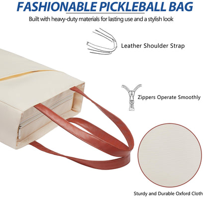 Pickleball Bag for Women Stylish Nylon Tote Fits 2 Paddle, Ball, Gear, Utility Shoulder Handbag for Sports