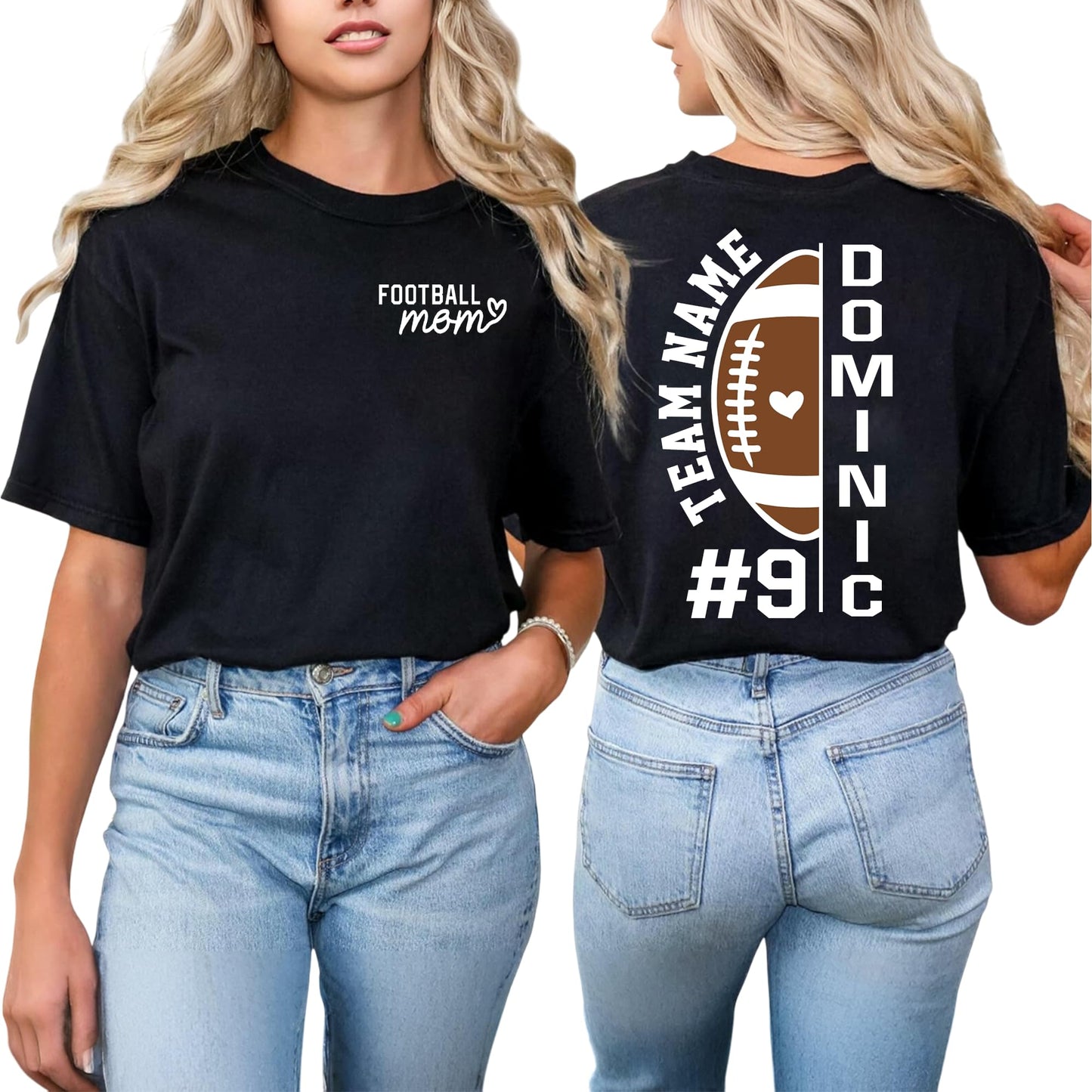 Personalized Football Mom Shirt with Kids Names and Jersey Number, Custom Football Mama Shirt, Women Sport Shirts