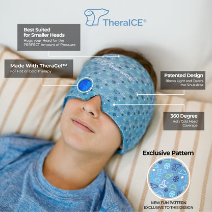 TheraICE Headache Relief Cap, Migraine Ice Pack Mask Products, Women Cooling Gel Hat, Face Cold Compress Head Wrap for Her Stress. Great Birthday Gift for Mom, Sister, Grandma, Girlfriend, & Teacher