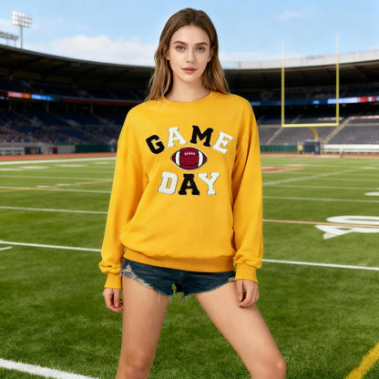 FLOYU Women Sunday Funday Sweatshirt Cute Football Graphic Pullover Game Day Weekend Tops Casual Football Season Shirt
