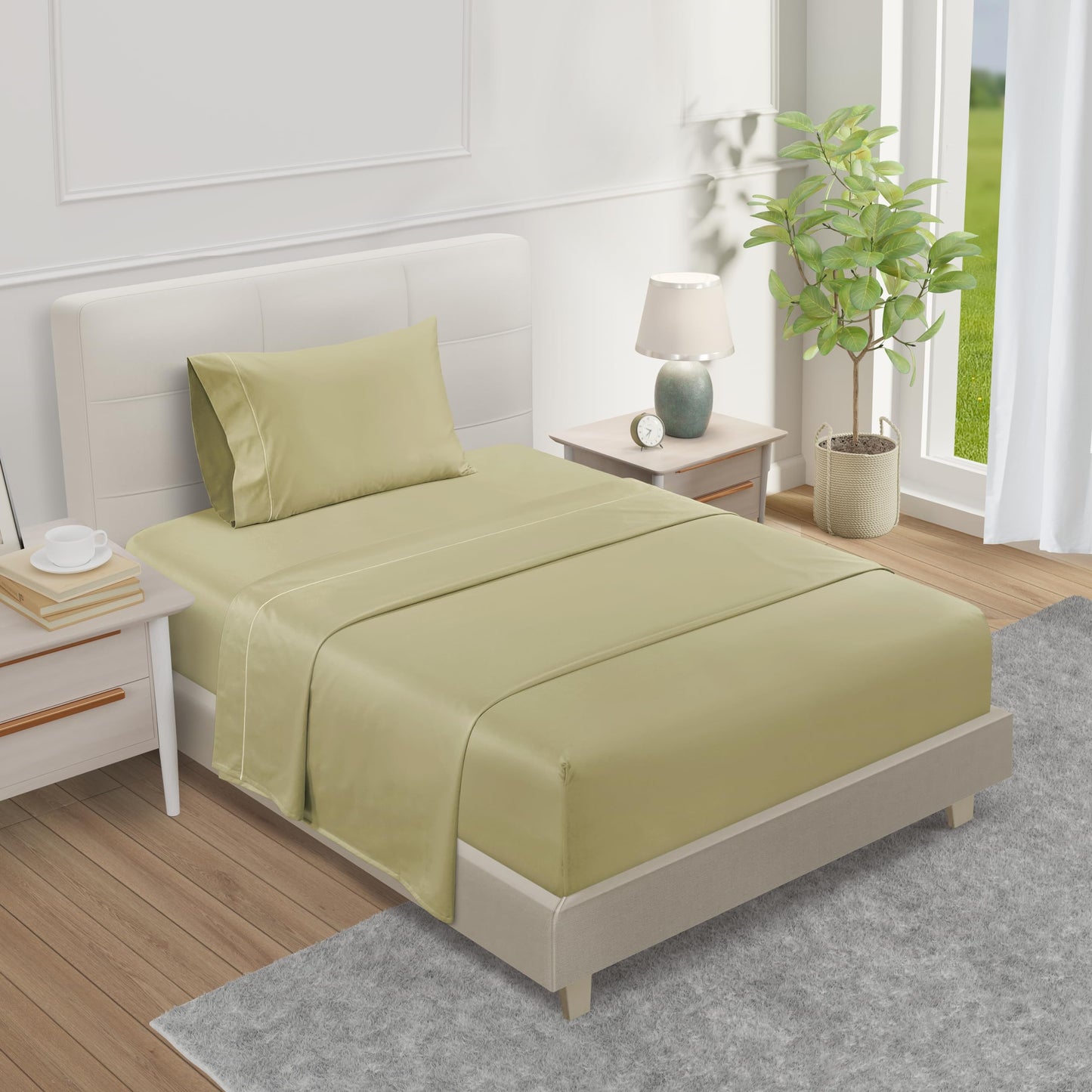 100% Egyptian Cotton Sheets King Size Sheets Set with Fully Elasticated 15" Deep Fitted Sheet & Pillowcase Sets, 800TC Sateen Weave Hotel Collection King Sheet Set, Soft Luxury White Bedding