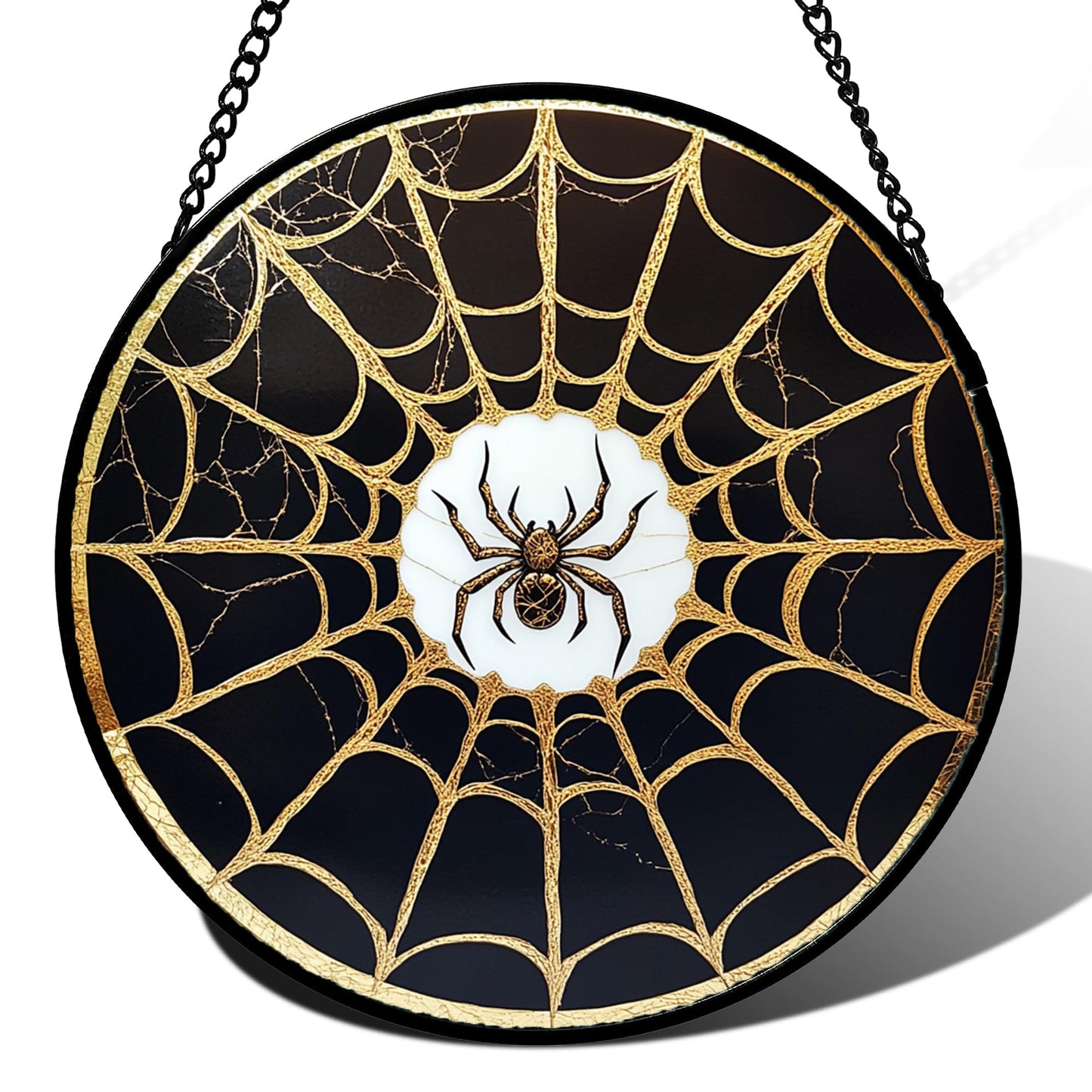 Stained Glass Window Hanging, Halloween Decorations Evil Pumpkin Suncatcher for Doors Garden Indoor Spooky Funny Orange Sun Catchers Gothic Decor Horror Gifts for Women Men Friend 15 in