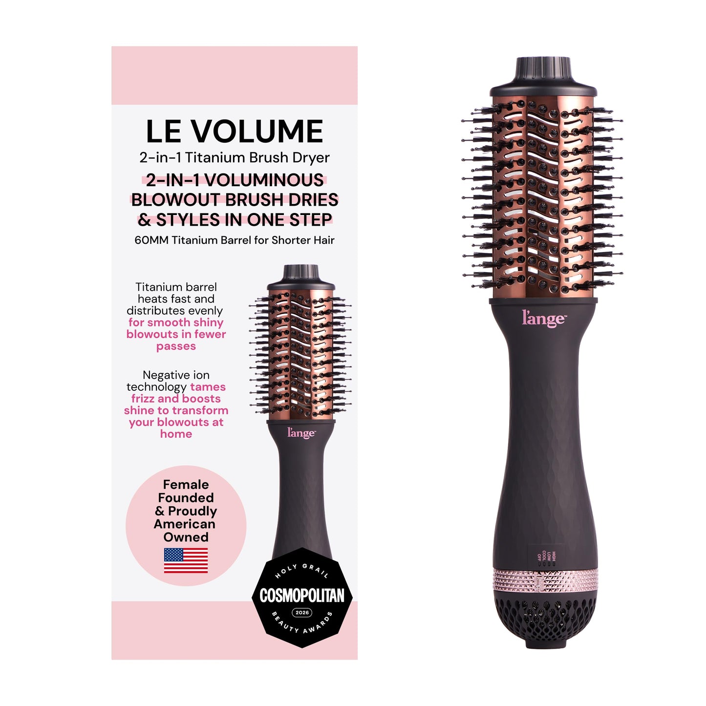 L'ANGE HAIR Le Volume 2-in-1 Titanium Blow Dryer Brush