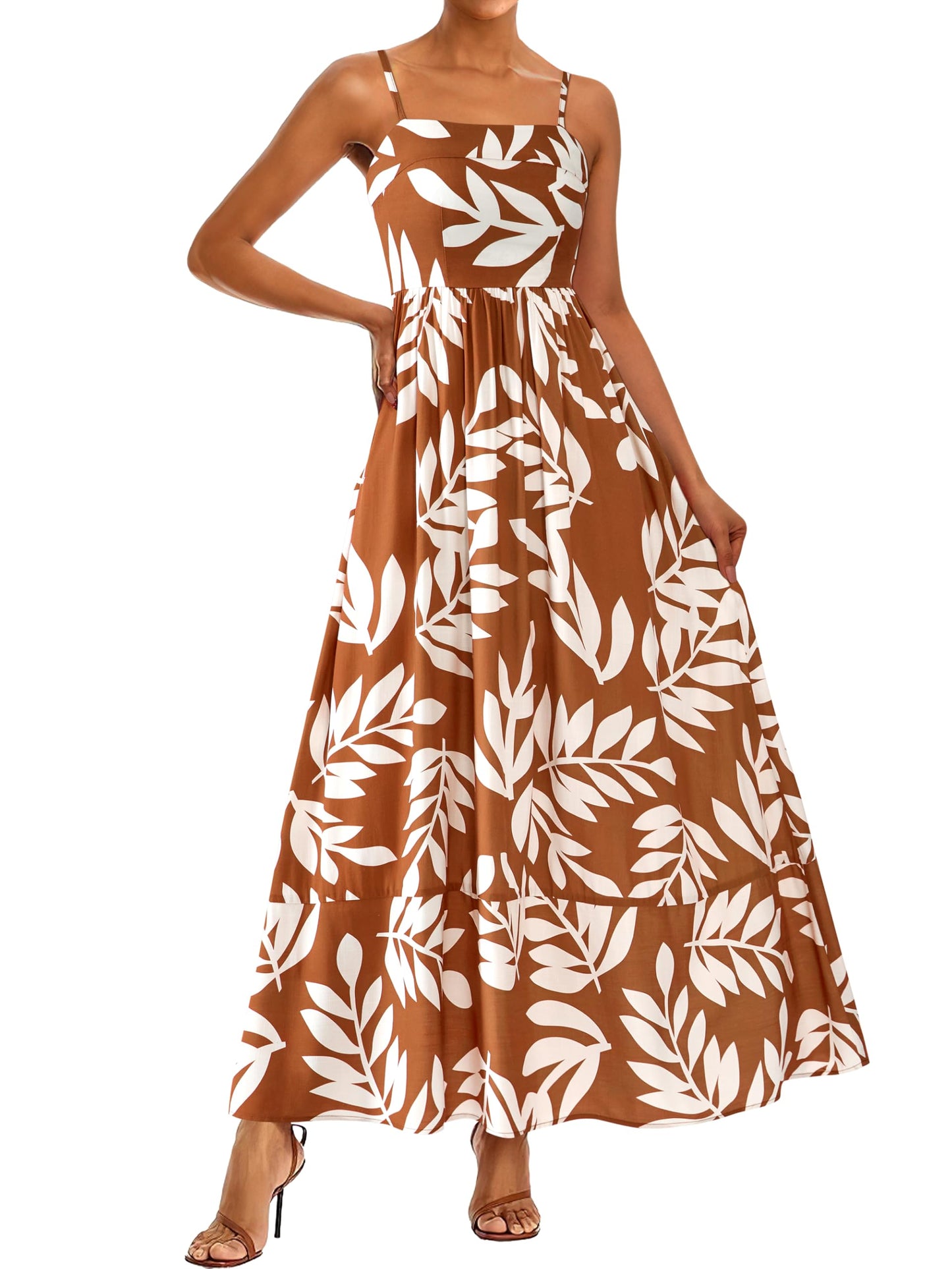PRETTYGARDEN Women’s Boho Floral Striped Summer Maxi Dress