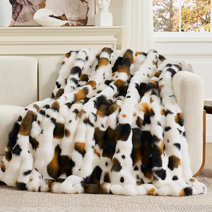 Cozy Bliss Faux Fur Throw Blanket for Couch, Fuzzy Soft Plush Thick Bubble Blanket for Sofa Bedroom Living Room, 50 * 60 Inches Tie Dye Pink