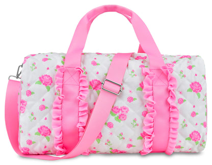 iscream 17" x 10" Duffle Bag with Double Handles, Removable, Adjustable Should Strap and Ruffle Accents - Vintage Vibes