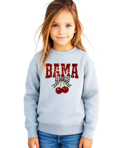 Olive Loves Apple Bama Red Ink-Printed Sequins Sweatshirt for Women & Teens Alabama Fall Sports Sweater
