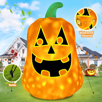 12FT Giant Halloween Inflatable Pumpkin, Blow up Halloween Decoration Built-in 6 LED and Flashing Light for Halloween Decoration Outdoor Indoor Home Party Supplies Halloween Lawn Decor