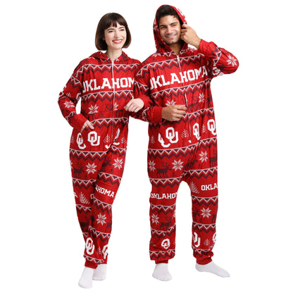FOCO Unisex NCAA College Team Ugly Pattern Matching Holiday Pajamas One Piece Onesie