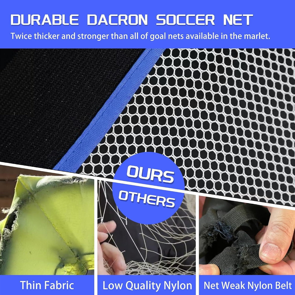 Onini Upgrade 6 Foot Pop Up Soccer Goals Blue - Portable Foldable Training Football Net with Target and Bag - Ideal for Toddler, Boys, Youth Outdoor Sports Games(2 Pack)