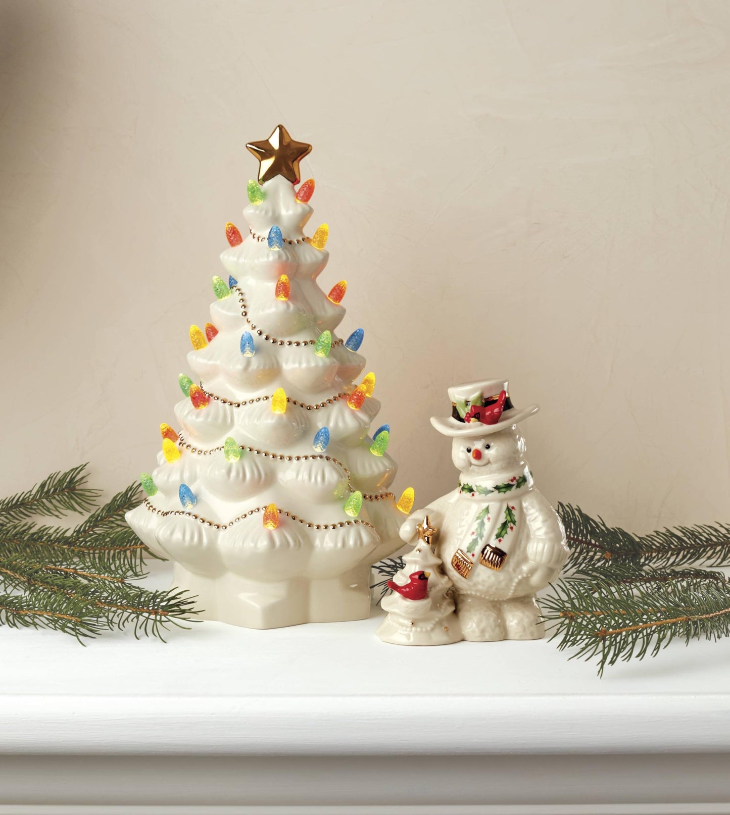 Lenox 893624 Treasured Traditions Holiday Red Bulbs Lit Tree, Christmas Decor