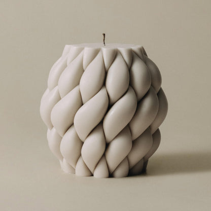 LAWA Knot Ball Candle - Large Beautiful Handmade Pillar Scented Soy Wax Elegant Bubble Aesthetic Candle Housewarming Gift Home Room Shelf Decor Idea White