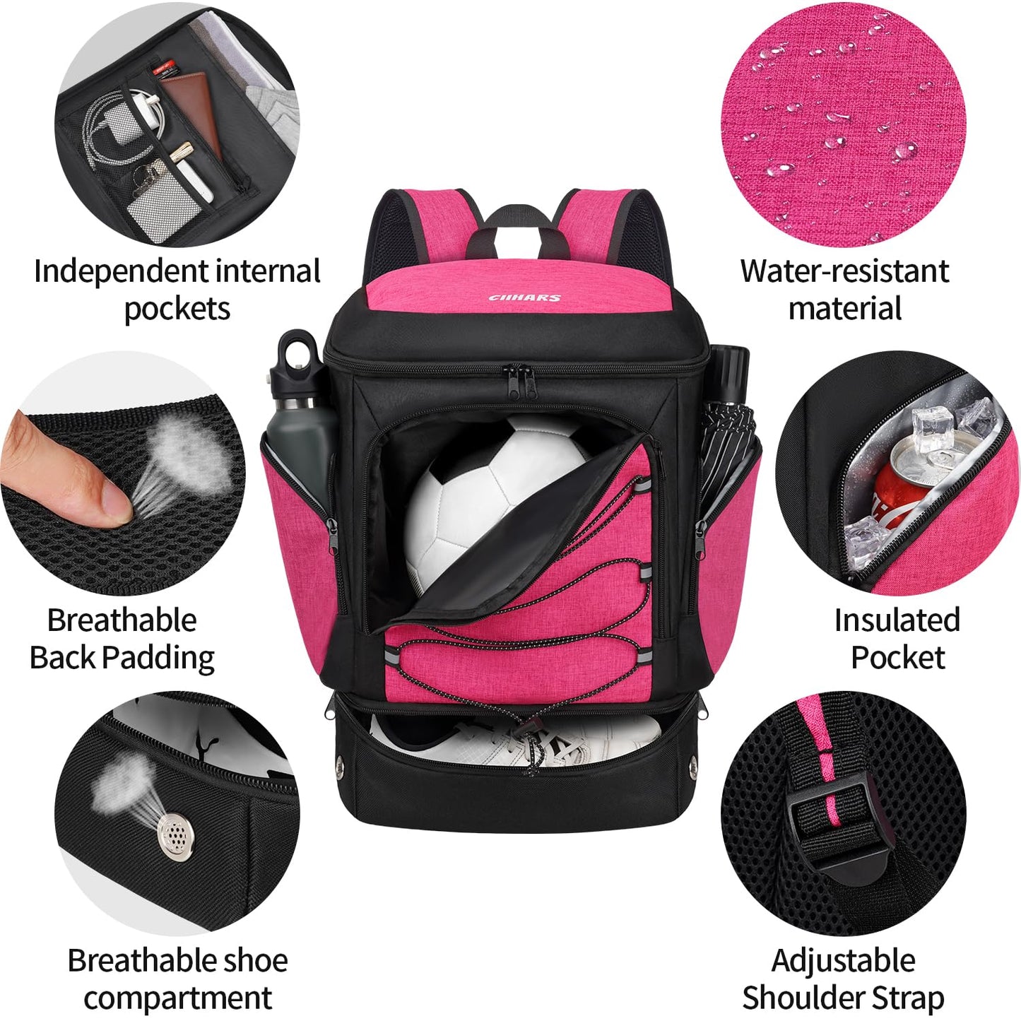 Soccer Backpack,Soccer Bag with Ball Holder and Shoe Compartment