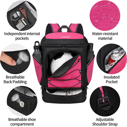 Soccer Backpack,Soccer Bag with Ball Holder and Shoe Compartment