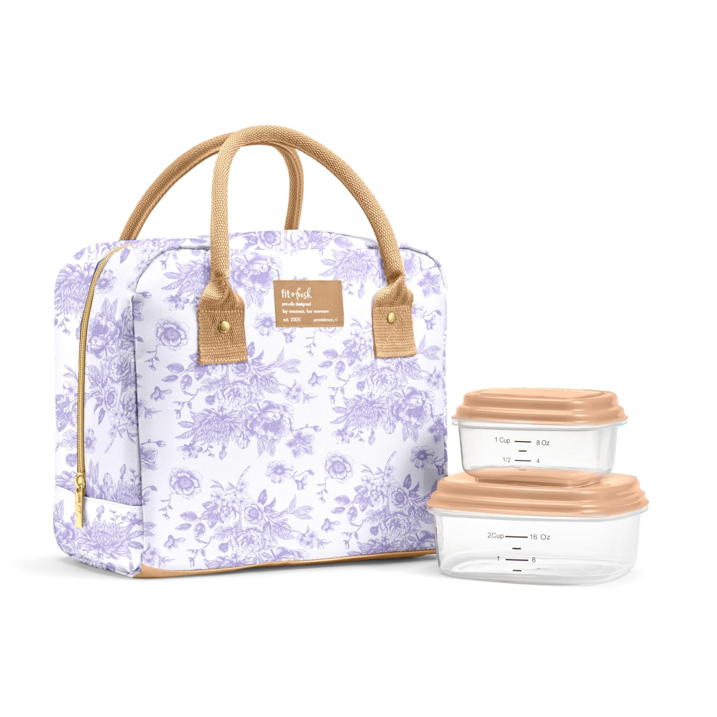 Fit & Fresh Bloomington Lunch Bag for Women - Insulated Large Lunch Box for Work with Containers, Leak-Resistant, Stain-Resistant, Zipper Closure, Cheetah
