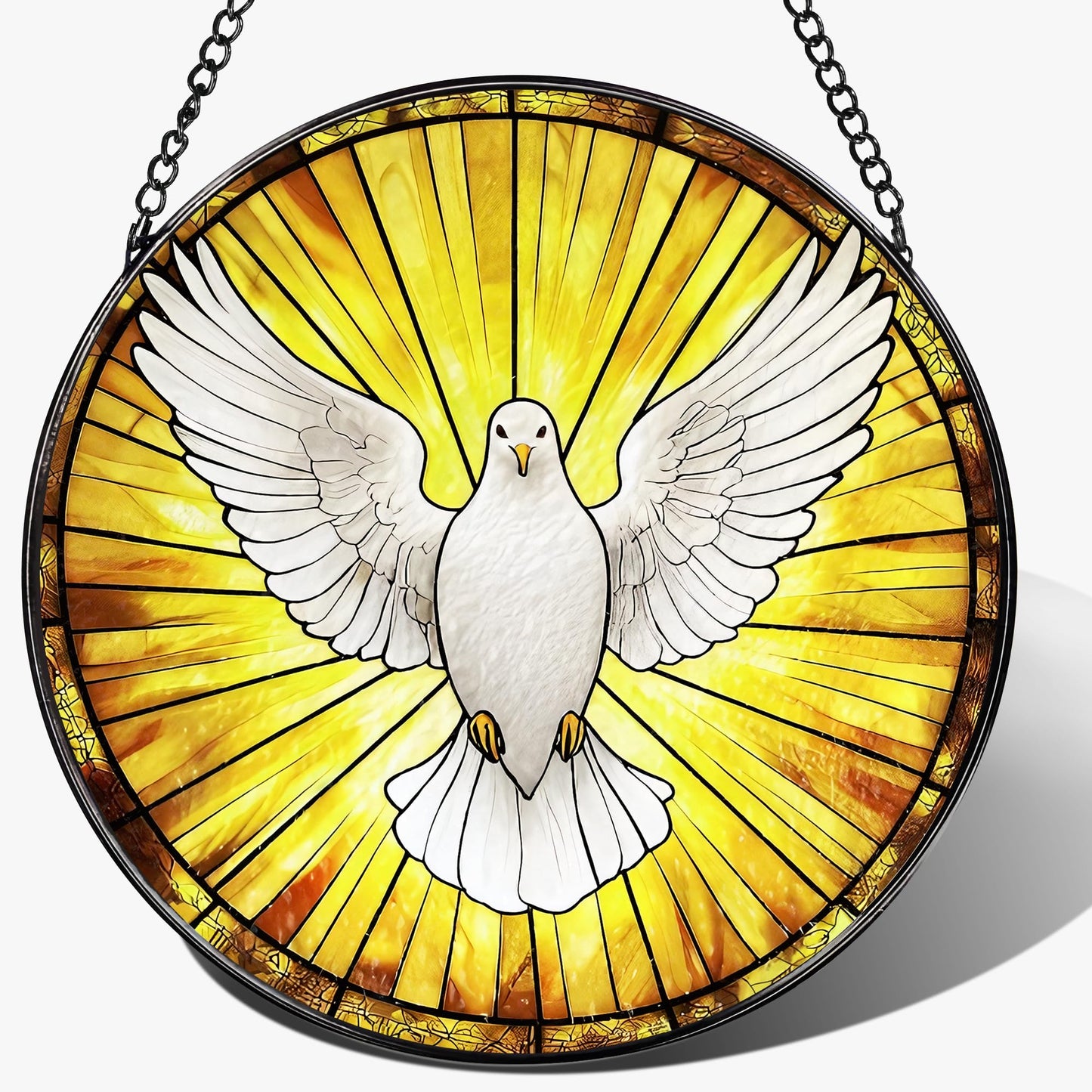 8-Inch Jesus with Cardinals Suncatcher Ornament, Stained Glass Window Hanging & Religious Christmas Ornament, Christian Window Decor — Memorial Gift, Christian Gifts for Her, Religious Gifts
