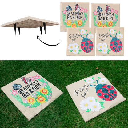 4Pcs Large Stepping Stones Outdoor Garden Walkway, Durable Plastic Pavers for Patio, Pathway, and Landscaping, Weatherproof Stepping Stones with Ground Stakes for Easy Installation