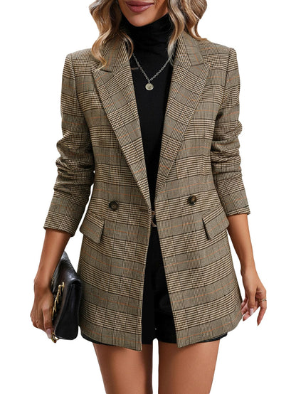 2026 Women's Fall Plaid Blazer Jacket