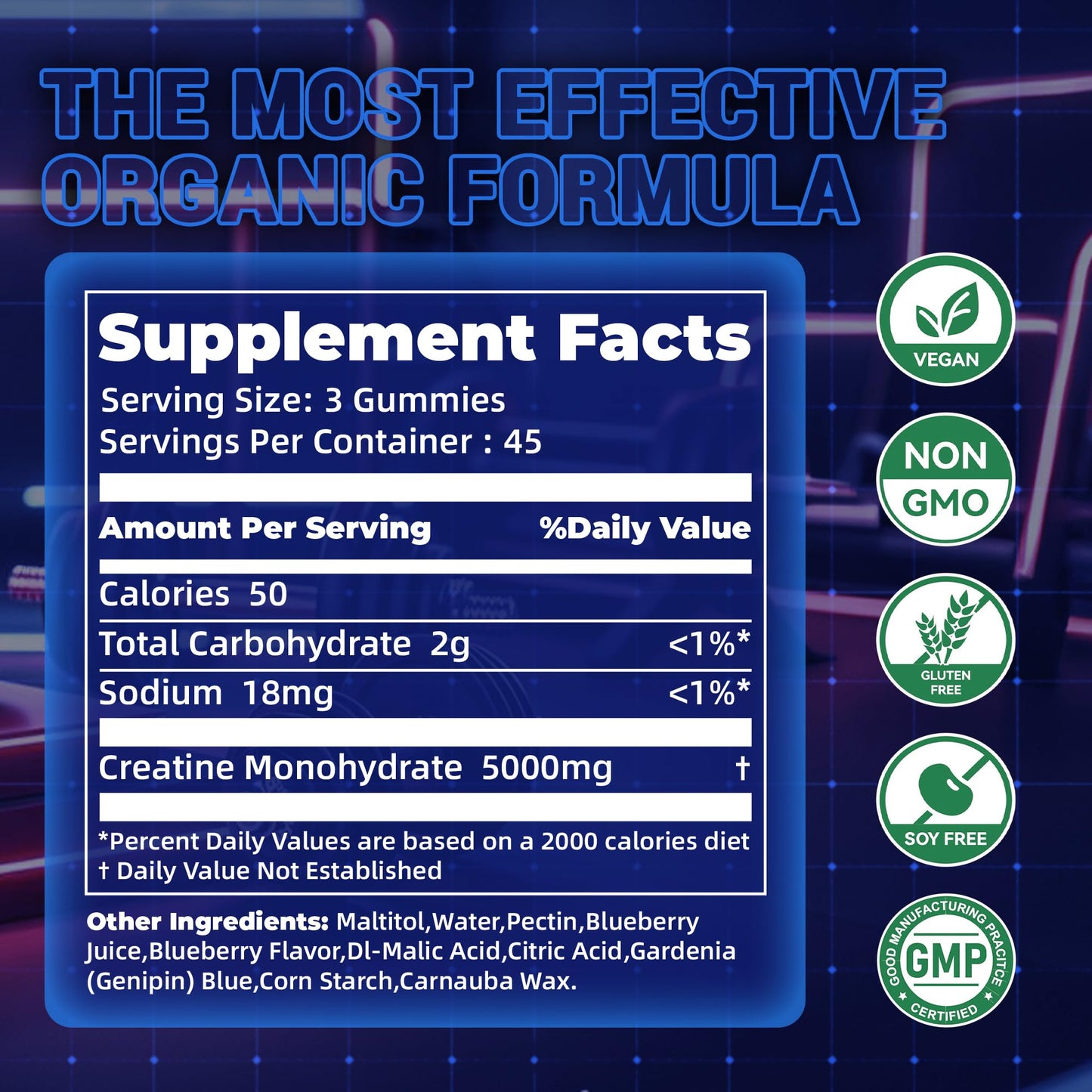 Creatine Monohydrate Gummies, NSF Certified Creatine Gummy, 5g Dose for Men & Women to Support Muscle, Strength, Recovery, Cognitive Health & Memory, Pineapple Flavor, 135 Gummies